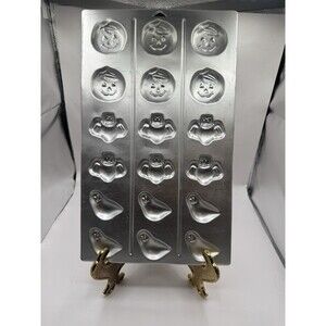 Vintage Two Amscan Halloween Metal Cookie Pan Mold Tray Press Sheets